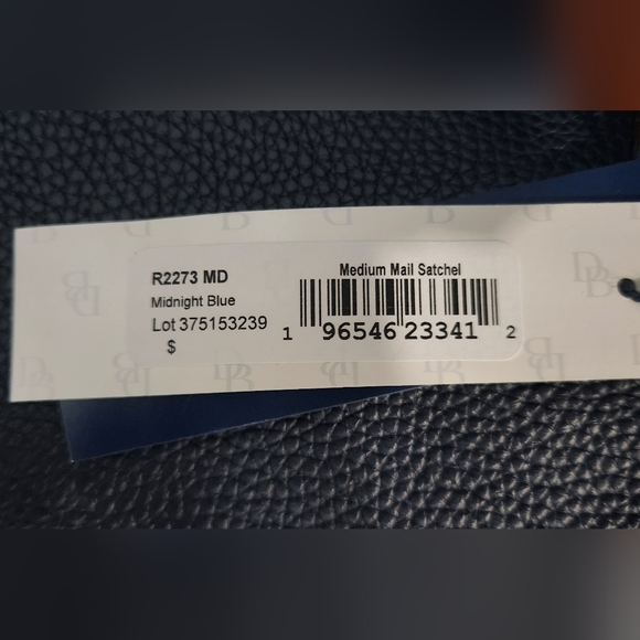 BRAND NEW Dooney & Bourke Navy and Tan Leather Satchel - Picture 6 of 6